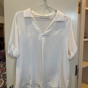 Ellison Collared Silky White Top